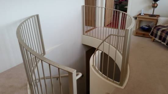 Curved railings on spiral stair’s